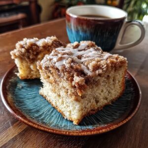 Healthy Greek yogurt coffee cake with cinnamon streusel topping